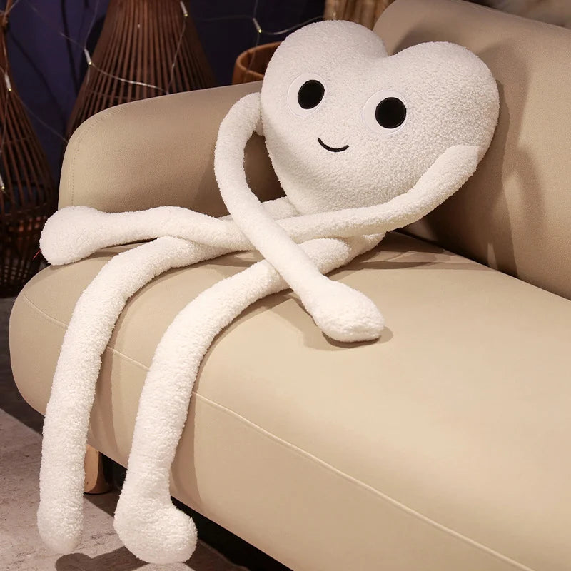 Long Leg White Heart Plush