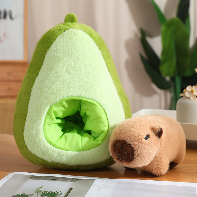 Fluffy Avocado Capybara Stuffed Plush