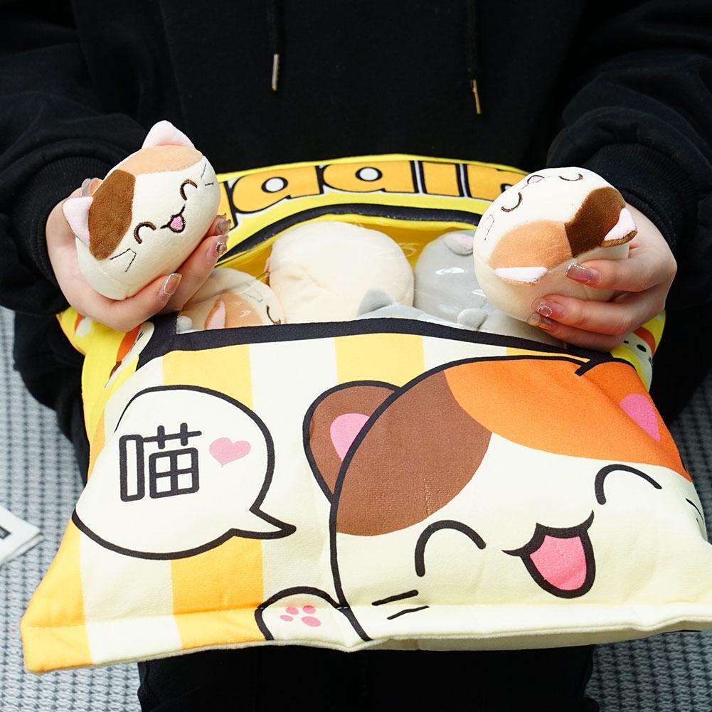 Cute Cat Stuffed Yellow Bag Plush