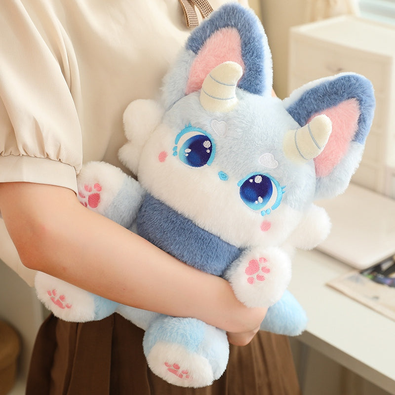 Blue Kawaii Dreamy Fox Plush