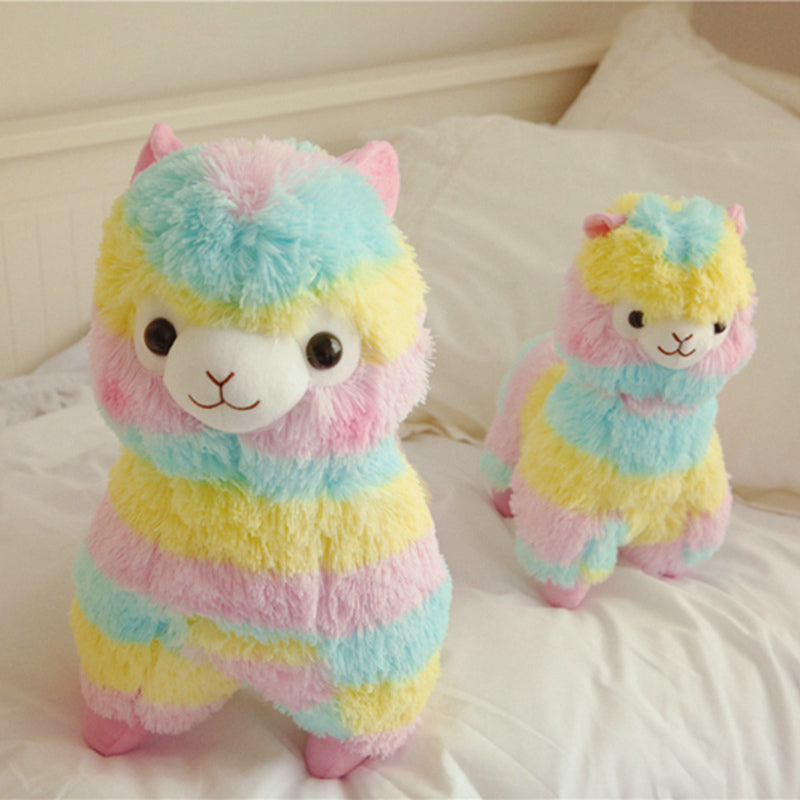 Fuzzy Rainbow Alpaca Plush