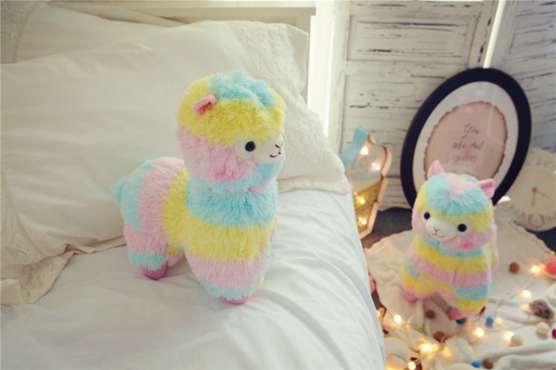 Fuzzy Rainbow Alpaca Plush