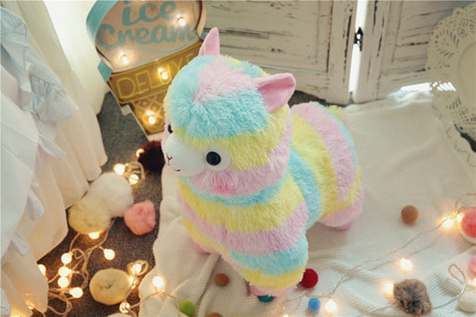 Fuzzy Rainbow Alpaca Plush