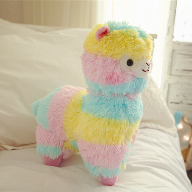 Fuzzy Rainbow Alpaca Plush