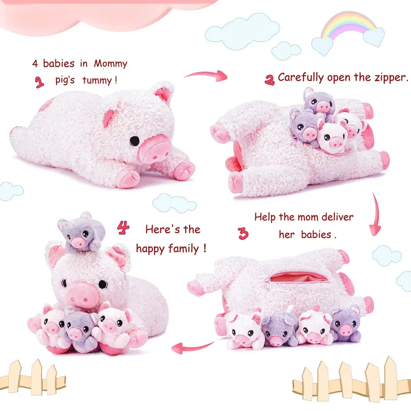Adorable Pink Stuffed Pig