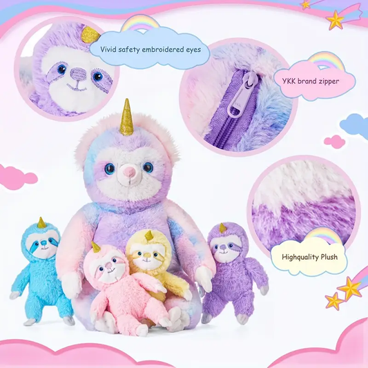 Fuzzy Stuffed Unicorn Sloth Plush