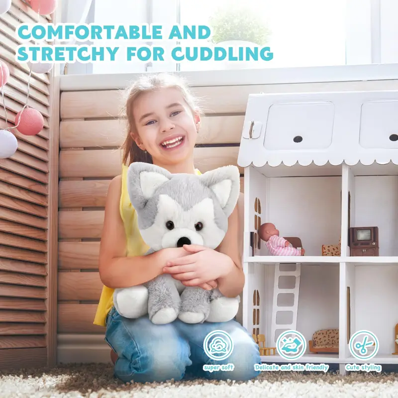 Fluffy Husky Dog Plush