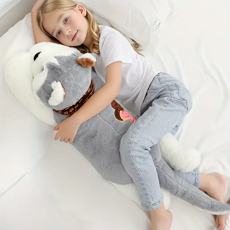 Fluffy Grey Husky Dog Plush