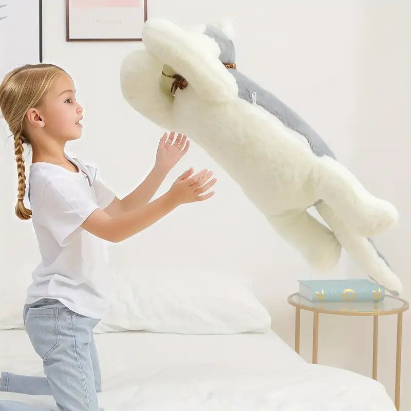 Fluffy Grey Husky Dog Plush