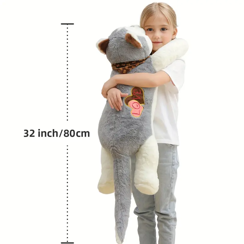 Fluffy Grey Husky Dog Plush