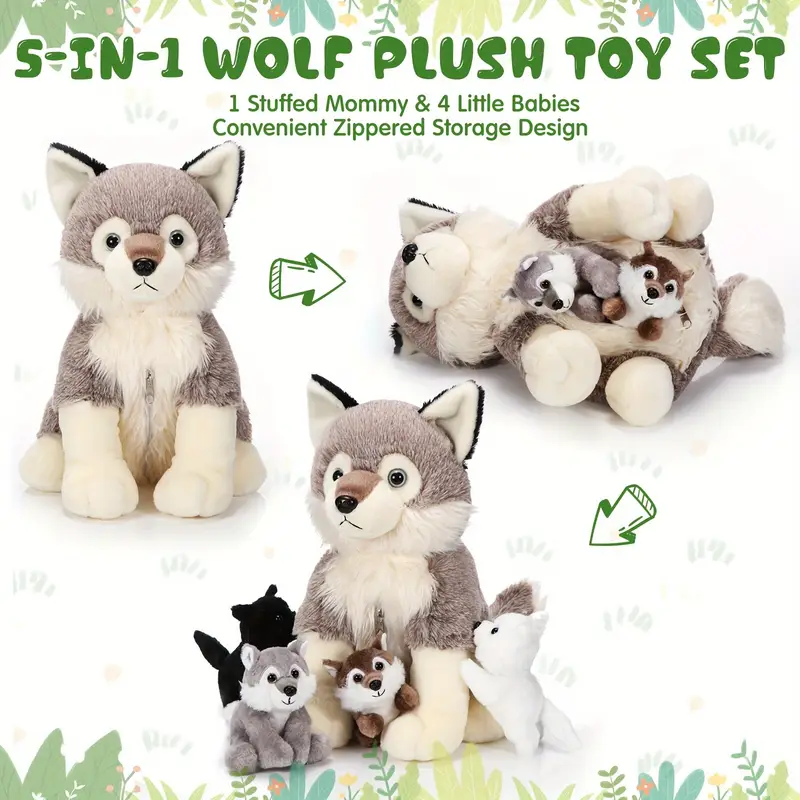 Wolf Mama with Cubs Plush
