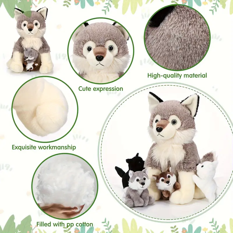 Wolf Mama with Cubs Plush