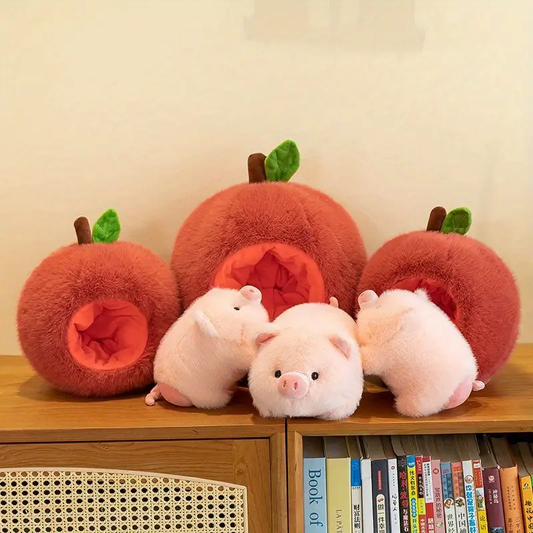 Adorable Pig in Apple Plush