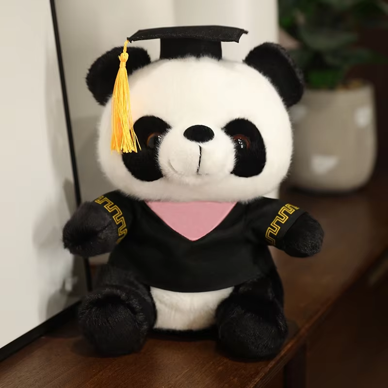 Pink Graduating Panda Plushie