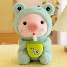 Drinking Frog Pig Plush