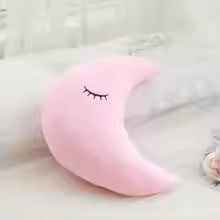 Sleepy Pink Half Moon Pillow Plush