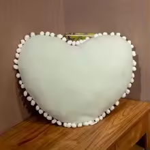 Green Pom Pom Heart Pillow
