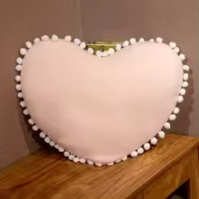Pink Pom Pom Heart Pillow