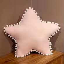 Pink Pom Pom Star Pillow