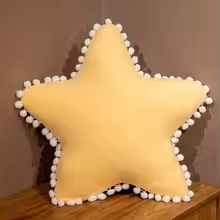 Yellow Pom Pom Star Pillow