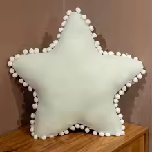 Green Pom Pom Star Pillow