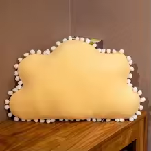 Yellow Cloud Pom Pom Pillow