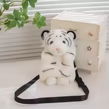 Fluffy White Tiger Handbag Plush