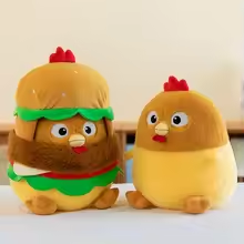 Removable Burger Hat Chicken Plush