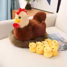 Chicken With Chicks Basket Plush