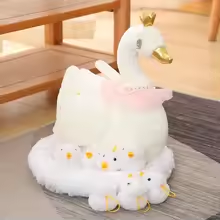 Swan With Cygnets Basket Plush
