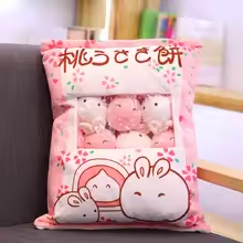 Pink Mochi Bunny Stuffed Bag Plush