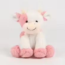 Fluffy Pink Happy Cow Plush