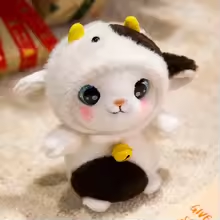 Kawaii Fluffy Cat Cow Plush