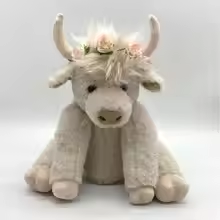 White Highland Cow Flower Crown Plush