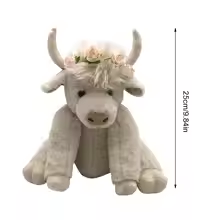 White Highland Cow Flower Crown Plush