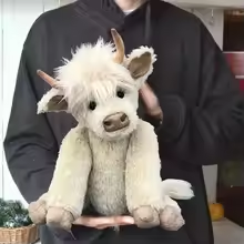 White Lifelike Highland Cow Plush