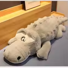 Large Fluffy Grey Crocodile Plush