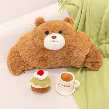 Coffee & Cake Stuffed Croissant Bear Plush