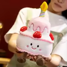 Fluffy Strawberry Birthday Cake Plush