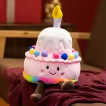 Fluffy Rainbow Birthday Cake Plush