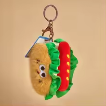 Fluffy Hot Dog Keychain Plush