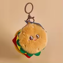 Fluffy Hamburger Keychain Plush