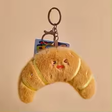 Fluffy Cute Croissant Keychain Plush