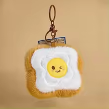 Fluffy Egg Toast Keychain Plush