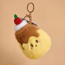 Fluffy Pudding Keychain Plush