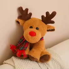 Cute Deer Christmas Grid Scarf Plush