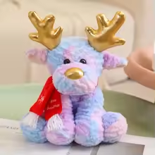 Fluffy Purple Christmas Deer Plush