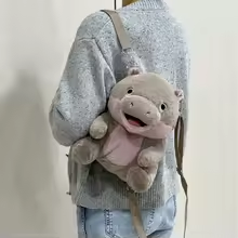 Cute Moo Deng Hippo Backpack Plush