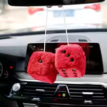 Red Fluffy Car Dices Plush