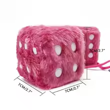Pink Fluffy Car Dices Plush